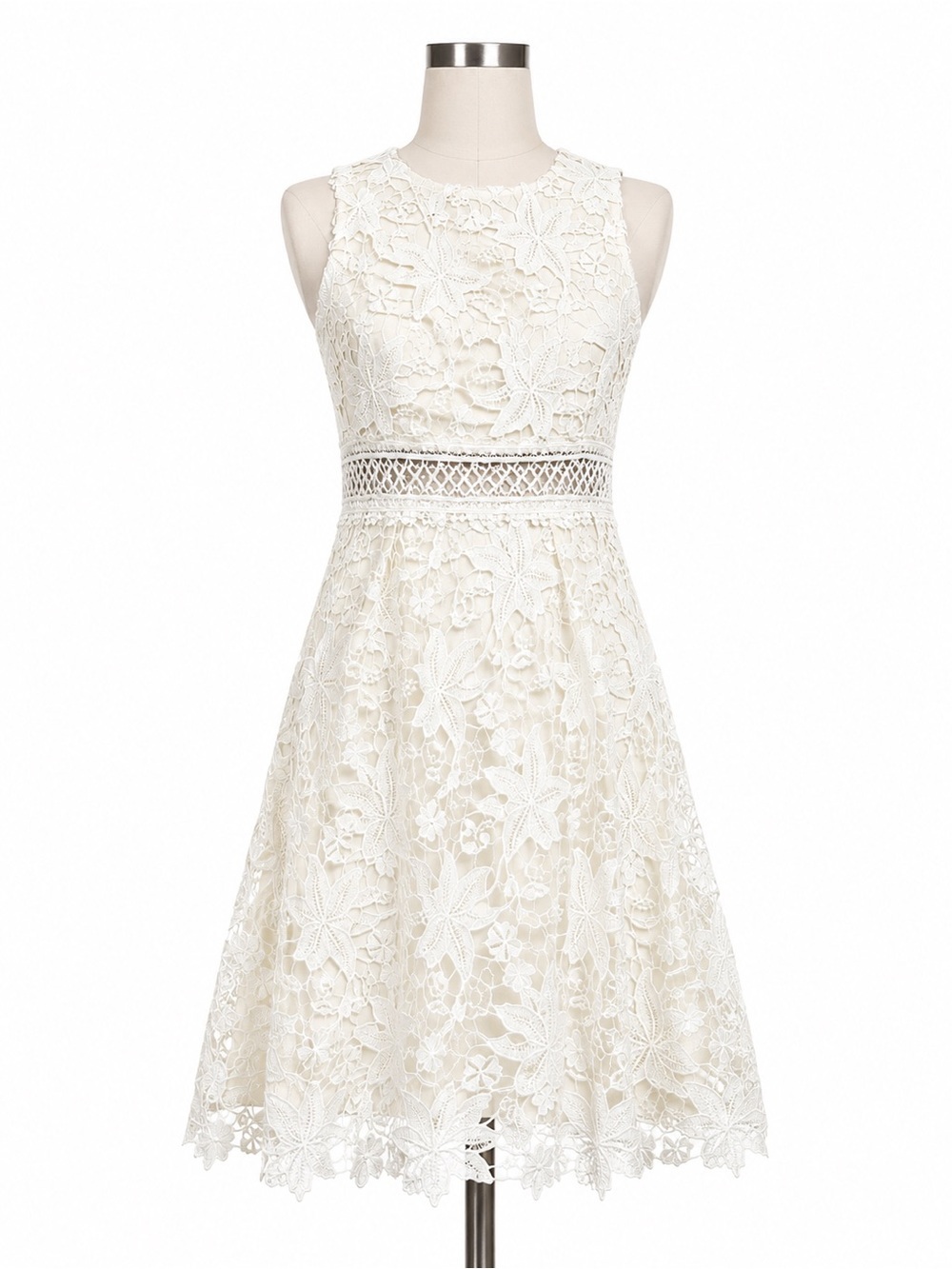 Chi Chi London Ivory Floral Lace Midi Dress
